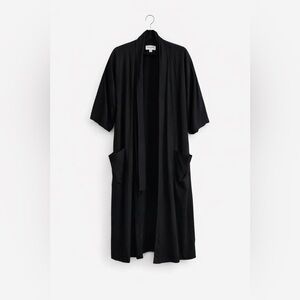Frank and Oak Black Open Front 100% Tencel Robe